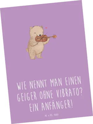 Produktbild von Mr. & Mrs. Panda Postkarte Violine Anfänger - Lavendeltraum - Geschenk, Ansichtskarte, Musik, Streichinstrument, Melodien, Ansichtskarten, Lernen, Grußkarte, Postkarten