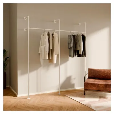 Produktbild von Wandmontierte Kleiderstange mit 200 kg Traglast - Offener Kleiderschrank im Industrial Stil aus Metallrohren - stabil und robust