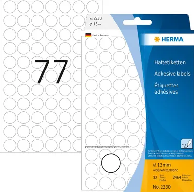 Immagine prodotto di Etichette multiuso HERMA bianche Ø 13 mm rotonde carta opaca 2464 pz.