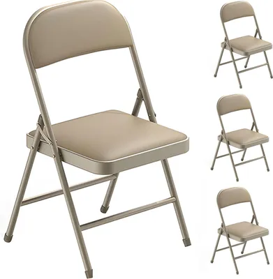 Produktbild von Klappstuhl 4er Set, Stabile Metall Klappstühle Gepolstert Gäste Stuhl für Zuhause Büro