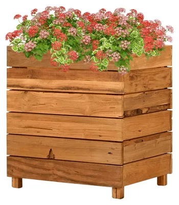 Produktbild von Hochbeet 50x40x55 cm aus Teakholz und Stahl, Palettenrahmen, Hochteich, Gemüsebeet, Kräuterregal für den Balkon, Blumenbeet, Kräuterspirale, Tomatenbeet, Pflanzhochbeet