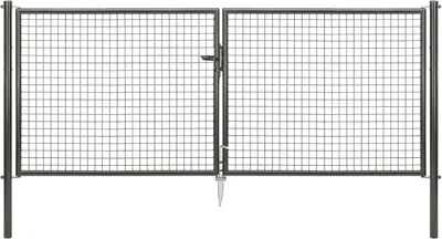 Produktbild von Alberts Wellengitter-Doppeltor mit Zubehör, Breite 300 cm, Höhe 125 cm, anthrazit-metallic, zum Einbetonieren, Pfostentärke 60 mm