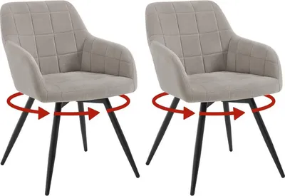 Produktbild von WOLTU Esszimmerstuhl, gepolstert, ergonomisch, drehbar, mit Metallbeinen, Samt : Hellgrau 2 Farbe: Hellgrau Stückzahl: 2