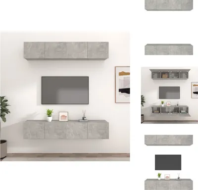 Produktbild von vidaXL TV-Schränke 4 Stk. Betongrau 80x30x30 cm Holzwerkstoff - TV-Möbel