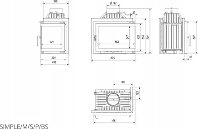 Immagine prodotto di Inserto per caminetto in ghisa KRATKI SIMPLE destro 8 kW Ø 200 kit di installazione 1