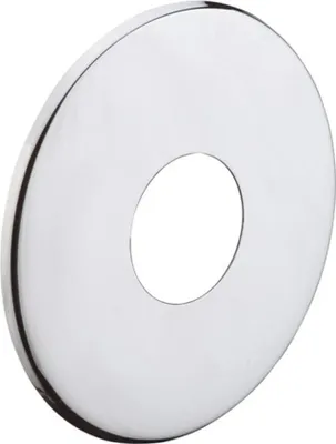 A close-up, studio shot of a single chrome-plated rosette.