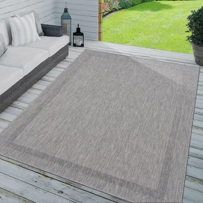 Produktbild von TT Home In-& Outdoorteppich Wetterfest Terrasse Küche Modern Mit Umrandung Unifarben Größe 80x250 cm