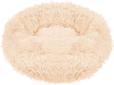 Obrázek produktu pro Pelíšek pro psy Lounger Ø 40 cm Cream Round Longhair Plocha na spaní Pohodlná Útulná Protiskluzová spodní strana