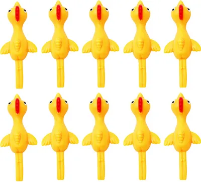 Image de lot de 10 poulets frondeurs Poulet claque extensible Drôles de poulets en caoutchouc Fronde Activité de fête pour enfants Mouches Cadeaux pour enfants adultes