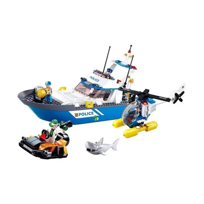 Image de Sluban Police M38-B0657 Navire, hélicoptère et voleur dans un bateau