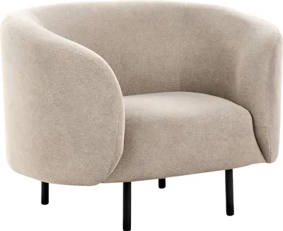 Produktbild von BELIANI Sessel Taupe Stoffbezug mit Armlehnen Metallgestell in Schwarz Glamouröser Edler Stil Cocktailsessel Wohnzimmer Salon Esszimmer Flur