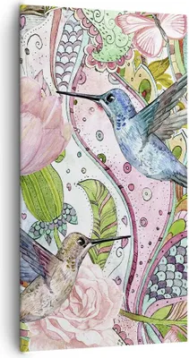 Produktbild von Bild auf Leinwand - Leinwandbild - Vogel Schmetterling Blume - 65x120cm - Wand Bild - Wanddeko - Leinwanddruck - Bilder - Kunstdruck - Wanddekoration - Leinwand bilder - Wandkunst - PA65x120-4065