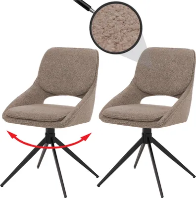 Obrázok produktu pre súprava 2 stoličiek do jedálne HWC-N73, kuchynská stolička, otočná s automatickým vrátením, látka/textil boucle (540 g/m²) Oeko-Tex ~ béžová