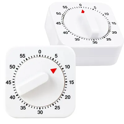 Zdjęcie produktu dla Minutnik kuchenny stoper timer analogowy mechaniczny 60 minut biały czasomierz z alarmem bez baterii