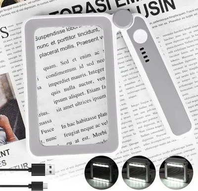 Immagine prodotto di Lente di ingrandimento elettronica 4X con 10 LED, pieghevole e illuminata, ideale per la lettura e il lavoro manuale
