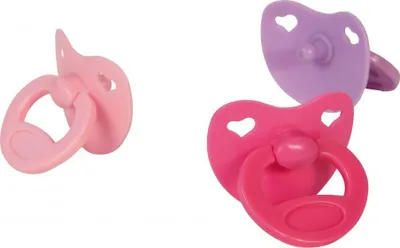 Zdjęcie produktu dla Zestaw smoczków Bayer Design 79104AA 3 kolory dla lalek, różowy/fioletowy