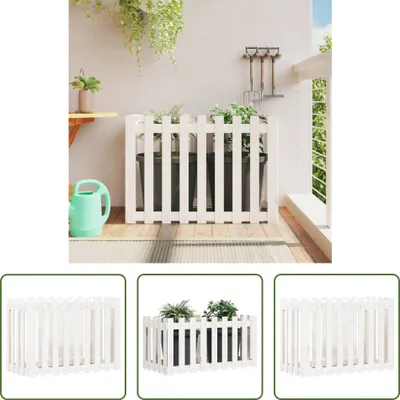 Produktbild von The Living Store Hochbeet Lattenzaun-Design Weiß 100x50x70 cm Massivholz Kiefer