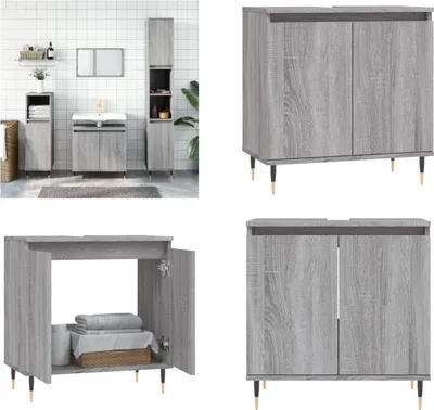 Produktbild von vidaXL Badschrank Grau Sonoma 58x33x60 cm Holzwerkstoff - Badezimmerschrank - Badezimmerschränke - Schrank - Schrank Bad