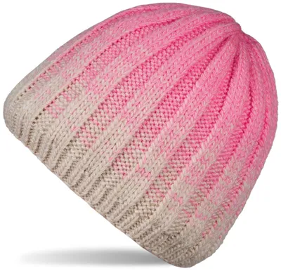 Produktbild von styleBREAKER Uni Strickmütze Rippmuster Ombré, Beige-Rosa
