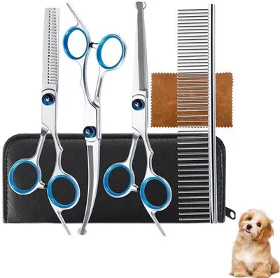 Productafbeelding van Hondentrimset, 4-delig, blauw, ergonomisch