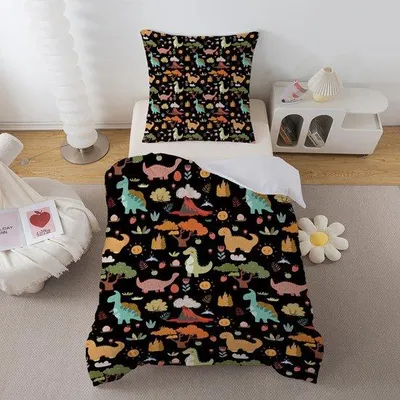 Produktbild von Unyqoos Kinderbettwäsche® mit Dinosauriermotiv und Mikrofaser-Reißverschluss