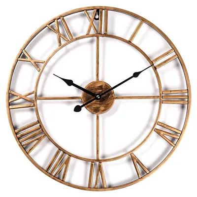 Immagine prodotto di Omgoods - Orologio da parete vintage, senza numeri - 40 cm - Orologio a scheletro in metallo bronzato