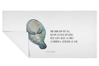 Produktbild von Mr. & Mrs. Panda Handtuch Seekuh Happy - Weiß - Geschenk, Respekt, gesichtshandtuch, Neustart, kleines, Meer, Freundin, Flauschtuch, Selbstliebe, Achtsamkeit, 50x100