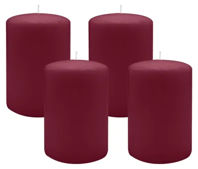 Produktbild von Flachkopf-Stumpenkerzen Bordeaux 80 x Ø 60 mm, 4 Stück