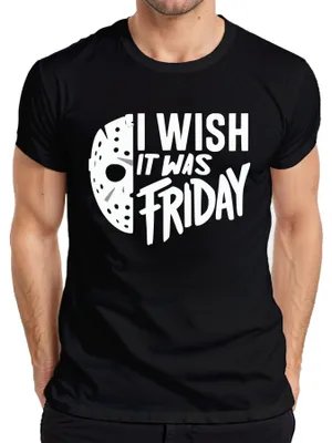 Produktbild von I wish it was Friday Horror Maske Freitag13 Grusel Halloween Herren T-Shirt, Schwarz, S