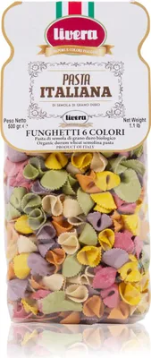 Produktbild von LIVERA - Funghetti 6 Colori Semola Hartweizen Pasta, Italienische Handwerkskunst, 10er-Pack á 500g