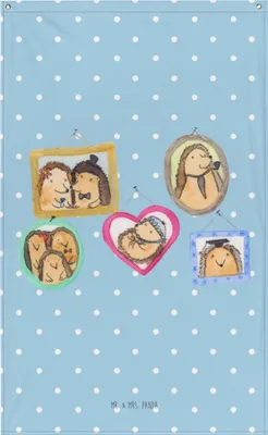 Produktbild von Mr. & Mrs. Panda Wandbild Igel Familie - Blau Pastell - Geschenk, Muttertag, Bilder, Tapestry, Liebe, Hängedeko, Wandteppich, Wandtuch, Boho