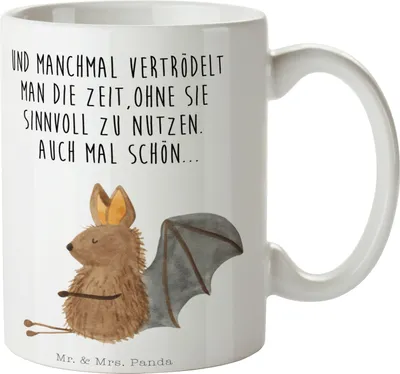 Produktbild von Mr. & Mrs. Panda Pott Fledermaus Sitzen - Weiß - Geschenk, Teepott, Fledermäuse, Motivation, Becher, Tasse, Kaffeetasse, Entspannen, Teetasse, Trinkbecher