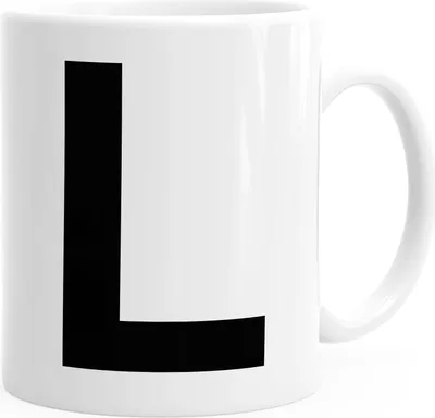 Produktbild von Kaffee-Tasse Buchstaben Buchstabe Arial Bold glänzend Kaffeetasse Teetasse Keramiktasse MoonWorks® L weiß unisize