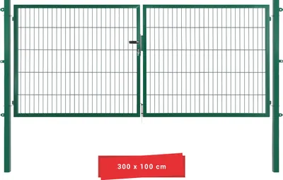 Produktbild von Arvotec Gartentor BxH 300x100 cm mit Schließzylinder und Zaunanschluss Moosgrün Gitterzauntor Stabmattentor Doppeltor Doppelstabmattentor Gartentür