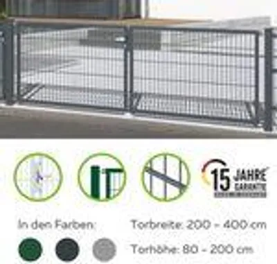 Zdjęcie produktu dla Brama podwójna Alberts Flexo z akcesoriami, do zabetonowania, antracyt, szerokość 250 cm, wysokość 100 cm