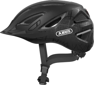 Produktbild von ABUS Urban-I 3.0 Fahrradhelm, Schwarz gemustert, M, Rücklicht, Schirm, Magnetverschluss, Ponytail-kompatibel, Fliegennetz, Damen und Herren