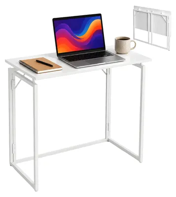 Produktbild von Relaxdays Schreibtisch, HxBxT: 74 x 80 x 40 cm, klappbar, platzsparend, Arbeitstisch, Bürotisch Home Office, weiß