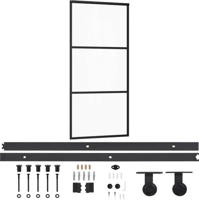 Zdjęcie produktu dla vidaXL Drzwi przesuwne z okuciem ESG szkło & aluminium 90x205 cm