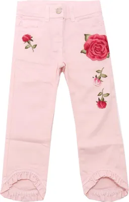 Immagine prodotto di 8298AD pantalone bimba girl MONNALISA pink embroidered Cotone trousers kids