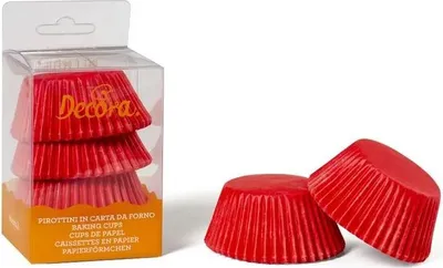 Obrázok produktu pre Košíčky na muffiny červené 75ks 5x3, 2cm - Decora