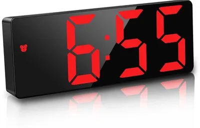 Productafbeelding van JQGO digitale wekker op batterijen, LED-reiswekker, tikloos, met sluimerfunctie, temperatuur en datum