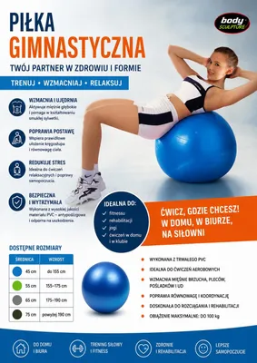 Zdjęcie produktu dla Piłka gimnastyczna do treningu 75 cm