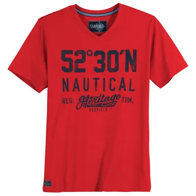 Produktbild von Redfield maritimes V-Neck XXL T-Shirt rot 52°30'N