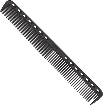 A black comb is shown against a white background.
