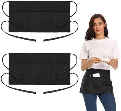 Produktbild von Unyqoos® Set 2x Unisex Kellnerschürzen mit 3 Taschen, Polyester, verstellbar, 60×30 cm, fleckabweisend & waschbar – für Gastronomie & Küche