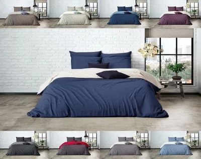Produktbild von Uni Einfarbig Wende Bettwäsche Mistral Edel Perkal 100% Ägyptische Baumwolle 135 cm x 200 cm Pristine-Dark Blue