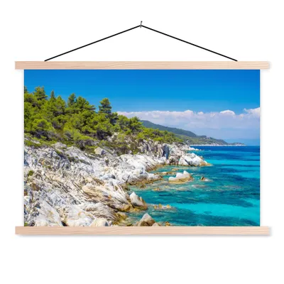 Produktbild von MuchoWow® Textilposter Meer - Sommer - Tropisch 120x80 cm mit holzfarbenen Rahmen - Aufhängeset