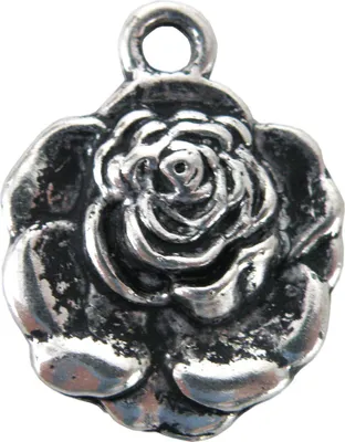Produktbild von 10 Charm Anhänger Rosenblüte, 17 x 22 mm, antiksilber