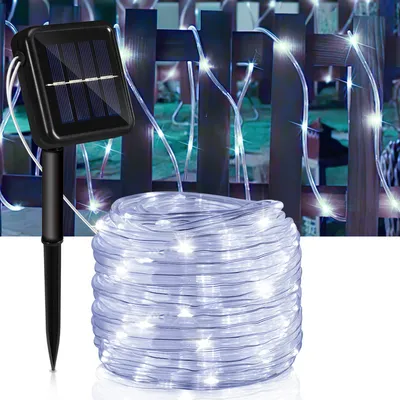 Produktbild von Yakimz Solar Lichtschlauch Draht Garten Lichterkette LED Lichterschlauch-Kaltweiß-20m