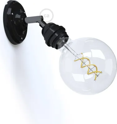 Immagine prodotto di Fermaluce Classic 90° con portalampada filettato E27, lampada filomuro orientabile in porcellana